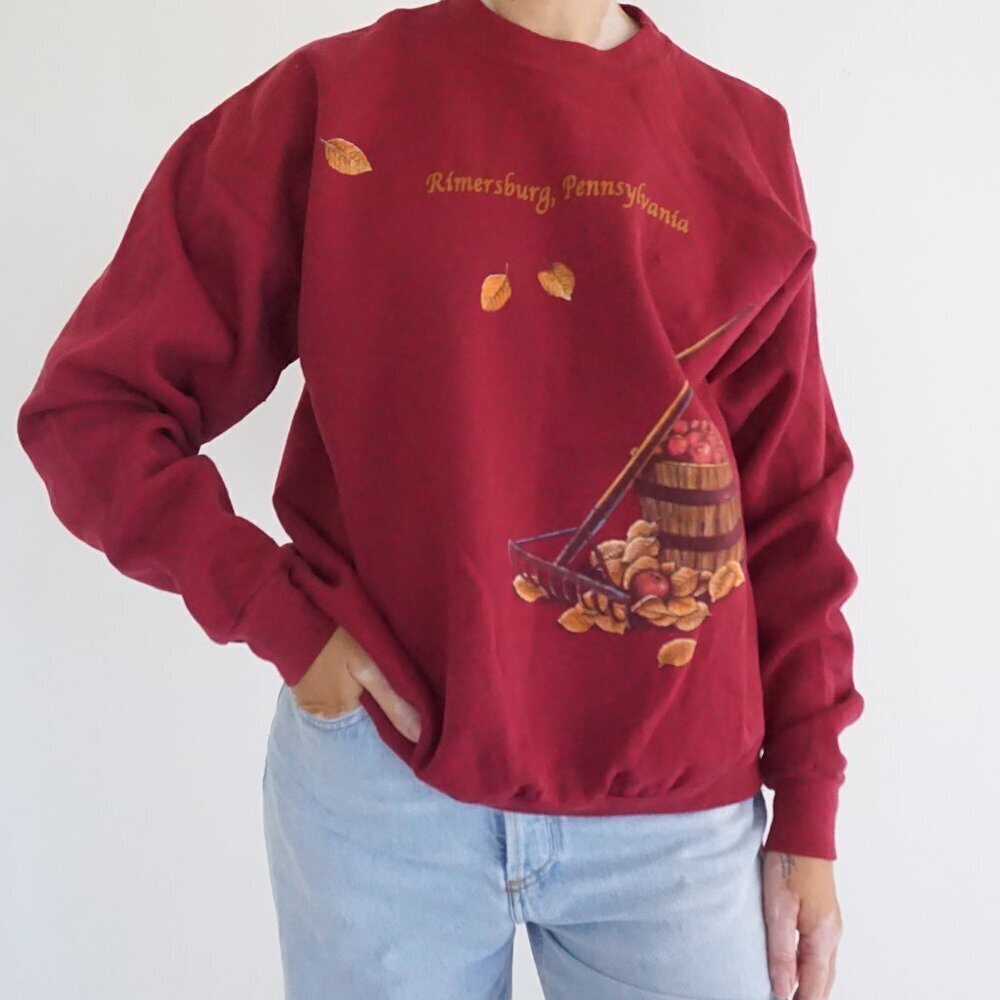 Vintage Hanes Red Rimersburg Pennsylvania Apple Barrel Harvest Sweatshirt L